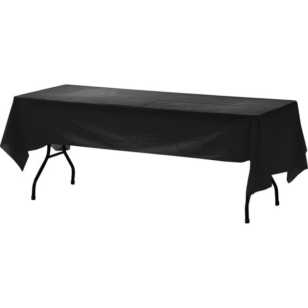 Genuine Joe Plastic Table Covers, 108" Length x 54" Width, Plastic, Black, 6/Pack (GJO00068)