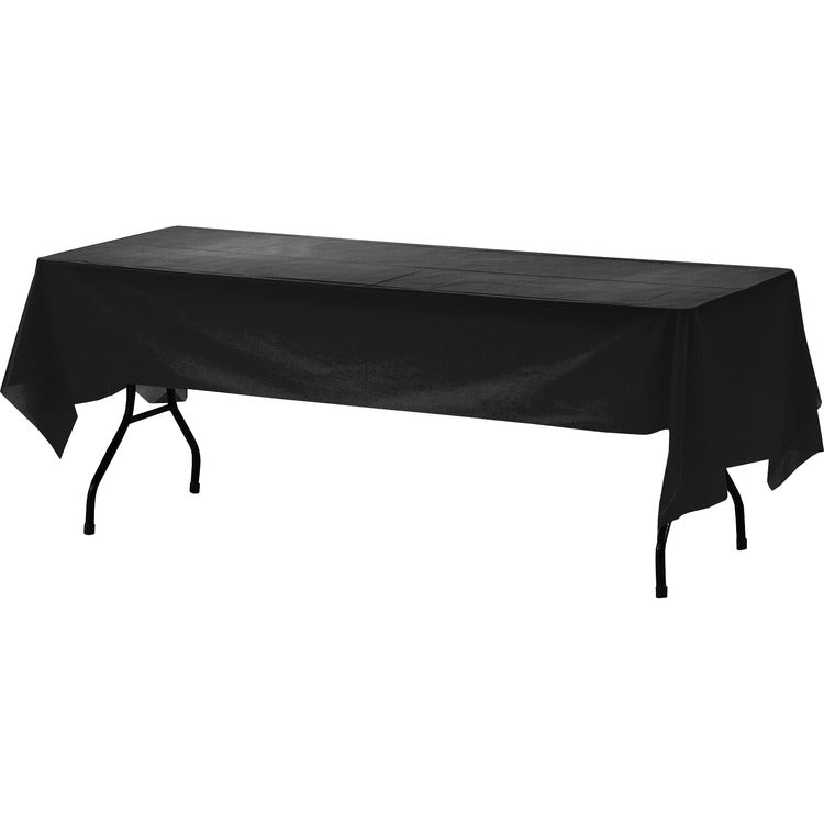 Genuine Joe Plastic Table Covers, 108" Length x 54" Width, Plastic, Black, 6/Pack (GJO00068)