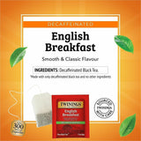 Twinings of London Decaf English Breakfast Black Tea Bag, 1.8 oz, Decaffeinated, 25/Box (TWG09182) Box of 25