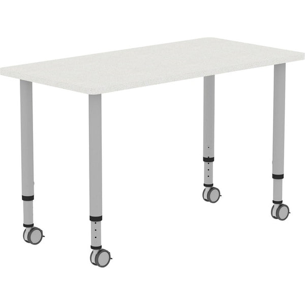 Lorell Height-adjustable 48" Rectangular Table, Rectangle Top, 48"x 23.62" Table Top Depth, 33.62" Height, Gray, Laminate (LLR69581)