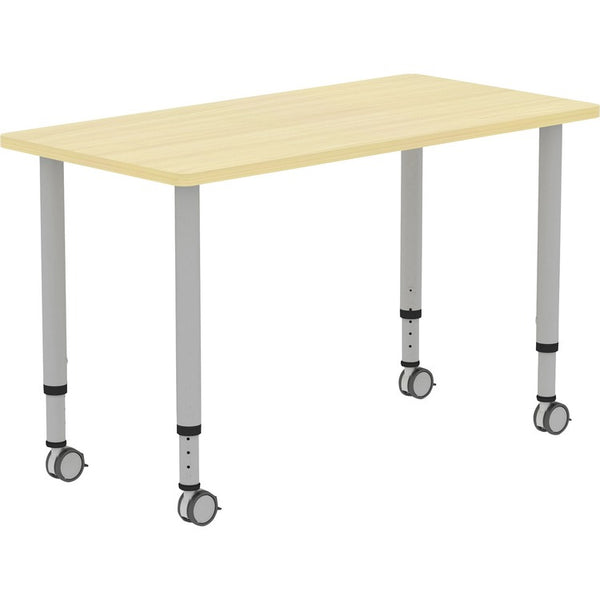 Lorell Height-adjustable 48" Rectangular Table, Rectangle Top, 48"x 23.62" Table Top Depth, 33.62" Height, Assembly Required, Laminated, Maple, Laminate (LLR69582)