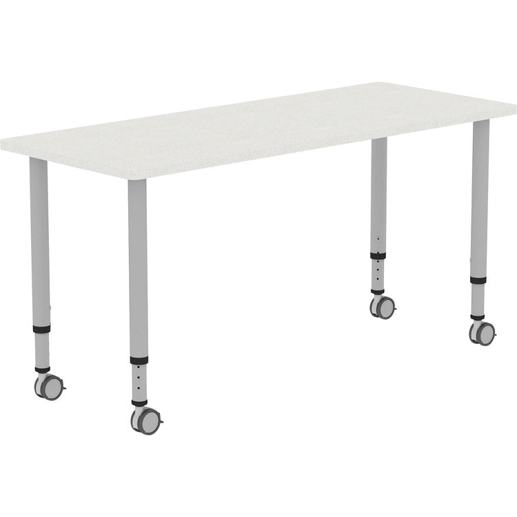 Lorell Height-adjustable 60" Rectangular Table, Rectangle Top, 60"x 23.62" Table Top Depth, 33.62" Height, Gray, Laminate (LLR69579)