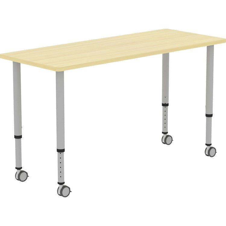 Lorell Height-adjustable 60" Rectangular Table, Rectangle Top, 60"x 23.62" Table Top Depth, 33.62" Height, Assembly Required, Laminated, Maple, Laminate (LLR69580)