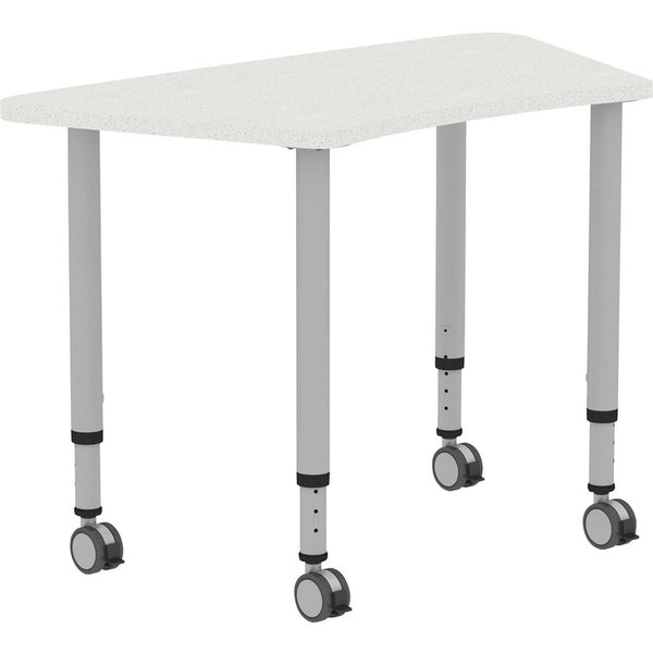 Lorell Height-adjustable Trapezoid Table, Trapezoid Top, 60"x 23.62" Table Top Depth, 33.62" Height, Assembly Required, Laminated, Gray, Laminate (LLR69583)