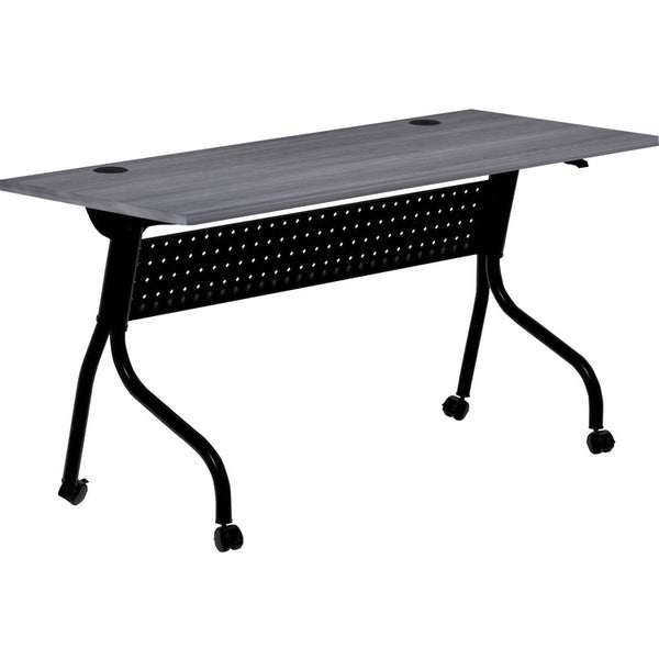 Lorell Charcoal Flip Top Training Table, Charcoal Rectangle, Melamine Top, Black Four Leg Base, 4 Legs, 60"x 23.60" Table Top Depth, 29.50" Height, Melamine (LLR59487)