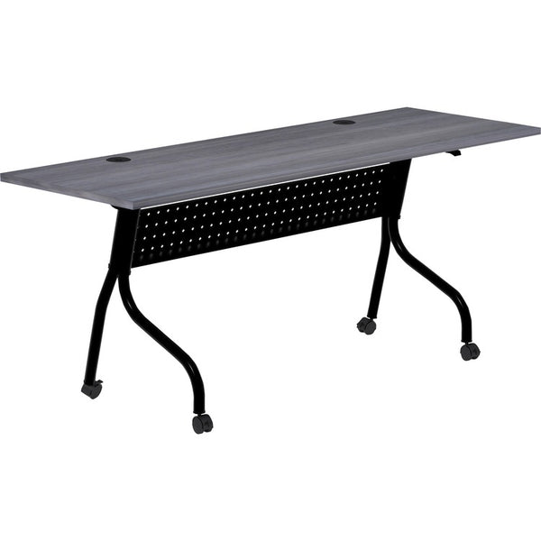 Lorell Charcoal Flip Top Training Table, Charcoal Rectangle, Melamine Top, Black Four Leg Base, 4 Legs, 72"x 23.60" Table Top Depth, 29.50" Height, Melamine (LLR59488)