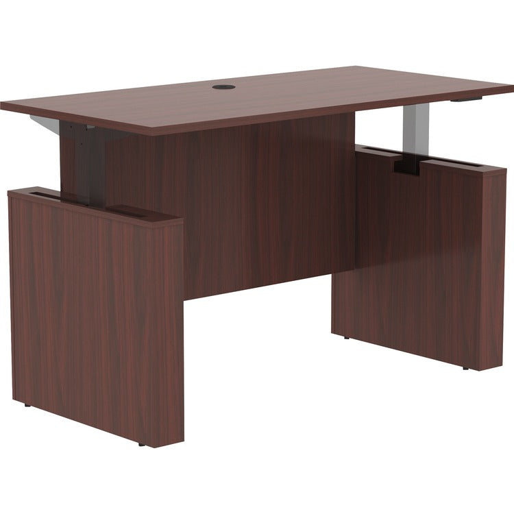 Lorell Essentials 60" Sit-to-Stand Desk Shell, 0.1" Top, 1" Edge, 60" x 29" x 49", Material: Polyvinyl Chloride (PVC) Edge, Finish: Mahogany Laminate Top, Mahogany (LLR69571)