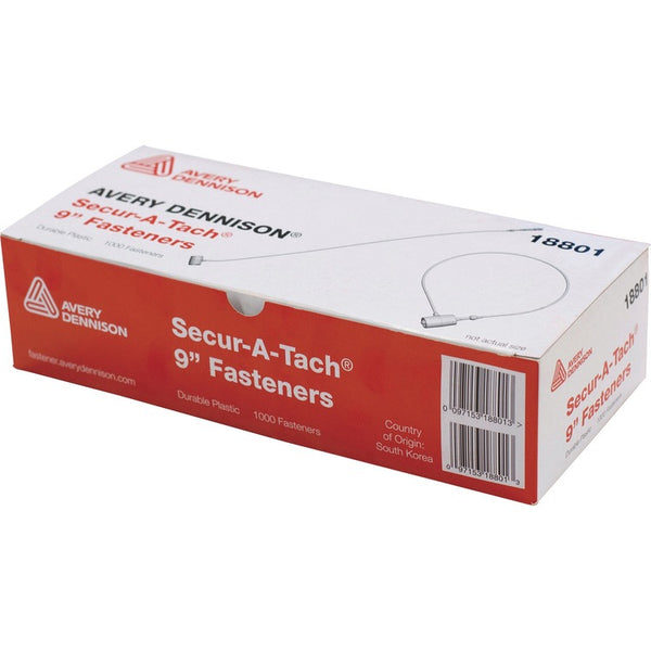 Monarch Fasteners, Secur-A-Tach, 9"L, 1000 Fasteners, White (MNK18801) Box of 1000