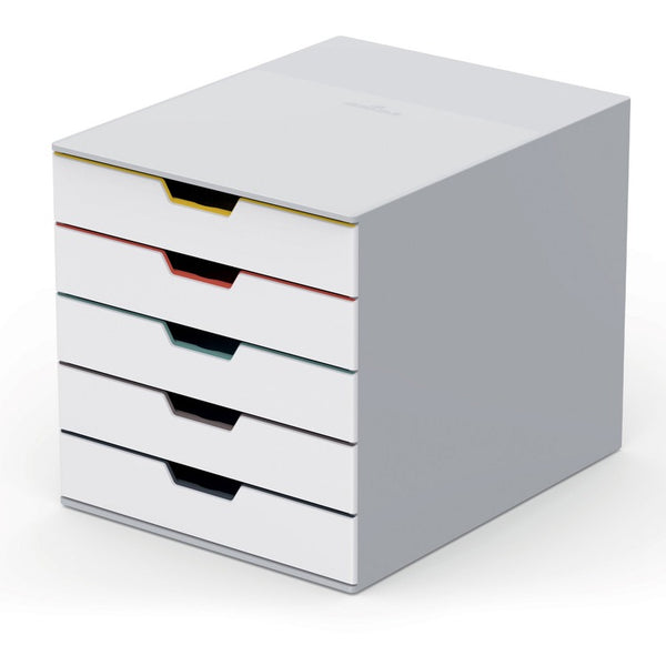 DURABLE VARICOLOR MIX 5 Drawer Desktop Storage Box, White/Multicolor (DBL762527) Each