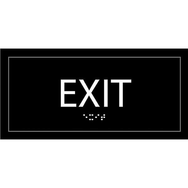 Lorell Exit Sign, 1 Each, 4" x 8" Height, Rectangular Shape, Easy Readability, Injection-molded, Plastic, Black (LLR02662)