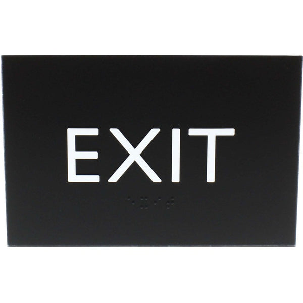 Lorell Exit Sign, 1 Each, 4.5" x 6.8" Height, Rectangular Shape, Easy Readability, Braille, Plastic, Black (LLR02671)