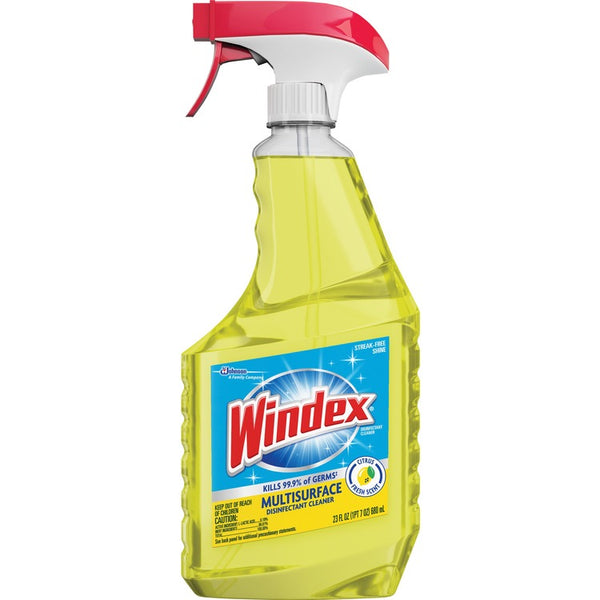 Windex&reg; MultiSurface Disinfectant Spray, Ready-To-Use Spray, 23 fl oz (0.7 quart), Fresh Citrus ScentBottle, 8/Carton, Yellow (SJN305498CT) Case of 8