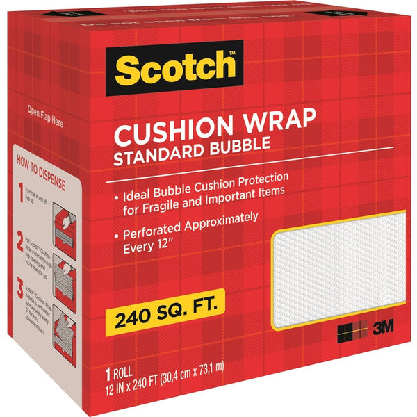 Scotch Perforated Cushion Wrap, 12" x 240 ft Length, Perforated, Lightweight, Recyclable, Non-scratching, Easy Tear, Polyethylene, Nylon, Clear (MMM7990C24)