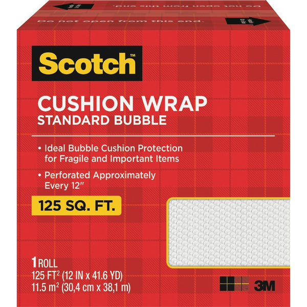 Scotch Cushion Wrap, 12" x 100 ft Length, Perforated, Lightweight, Recyclable, Non-scratching, Easy Tear, Polyethylene, Nylon, Clear (MMM7962)