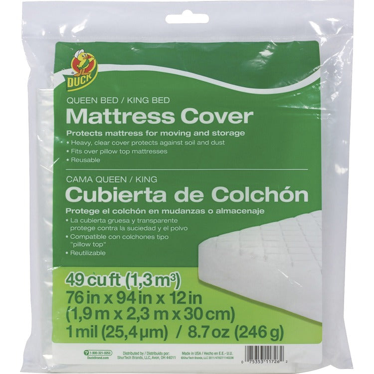 Duck Brand Mattress Cover, Queen/King, 76"Wx94"Lx12"H, Clear (DUC1140236) Each
