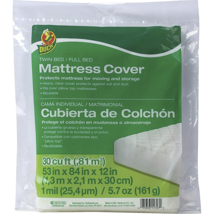 Duck Brand Mattress Cover, Twin/Full, 53"Wx84"Lx12"H, Clear (DUC1140235) Each