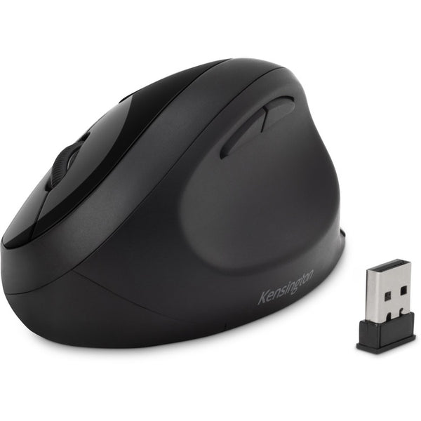 Kensington Pro Fit Ergo Wireless Mouse - Wireless - Bluetooth/Radio Frequency - 2.40 GHz - Black - 1 Pack - USB - 1600 dpi - 5 Button(s) (KMW75404)