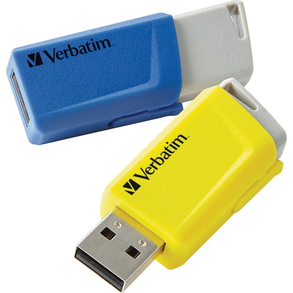 Verbatim 16GB Store 'n' Click USB Flash Drive - 2pk - Blue, Yellow (VER70376)