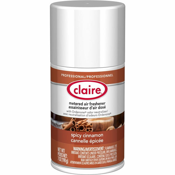 Claire Spicy Cinnamon Metered Air Freshener, Aerosol, 330 Sq. ft., 10 fl oz (0.3 quart), 30 Day, 12/Pack (CGCCL122) Each