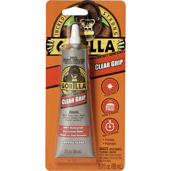 Gorilla Contact Adhesive, Clear Grip, 3 Fl Oz, Clear (GOR8040001) Each