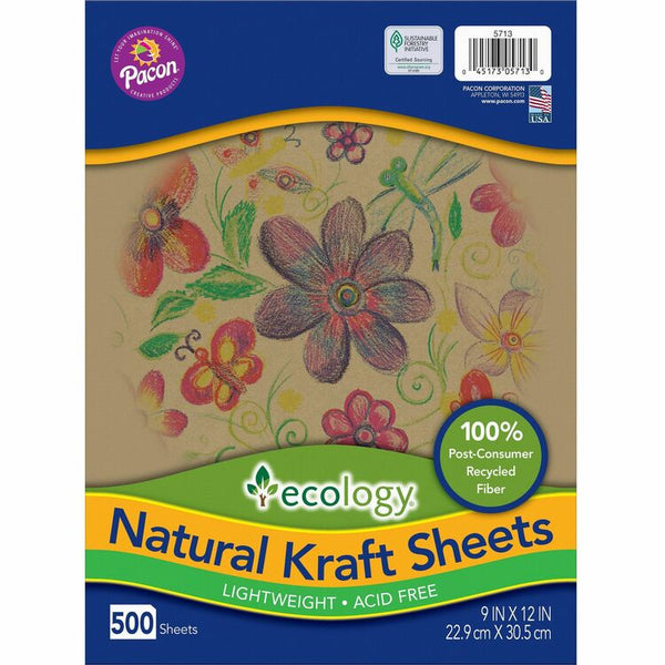 Creativity Street Kraft Sheets, Acid-Free, 500-Sht, 9"Wx12"Lx2-1/10"H, Natural (PAC5713) 1 Ream