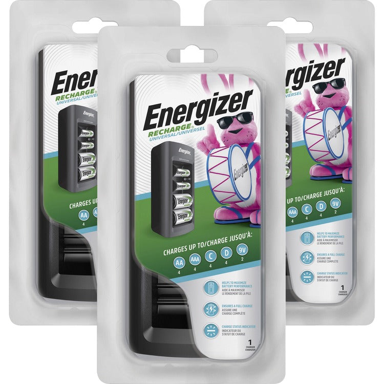 Energizer Family Size NiMH Battery Charger, 3/Carton, 7 Hour ChargingAA, AAA, C, D, 9V (EVECHFCCT) Case of 3