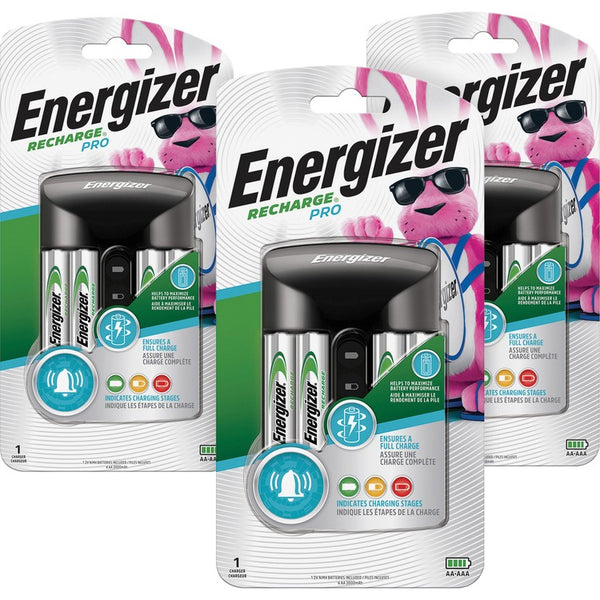 Energizer Recharge Pro AA/AAA Battery Charger, 3/Carton, 3 Hour Charging, AC Plug, 4, AA, AAA (EVECHPROWB4CT) Case of 3