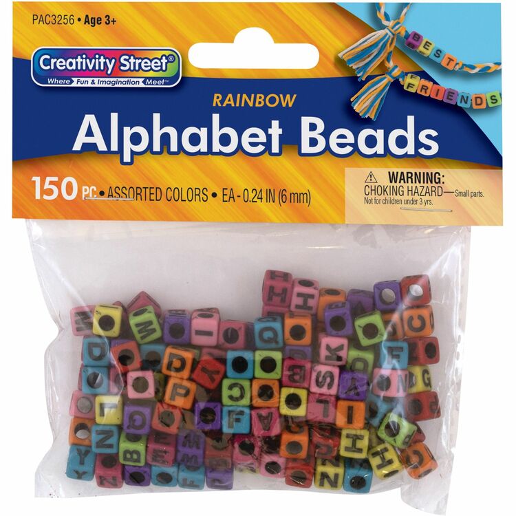 Pacon&reg; Alphabet Beads, Skill Learning: Alphabet, Assorted (PAC3256) Pack of 150