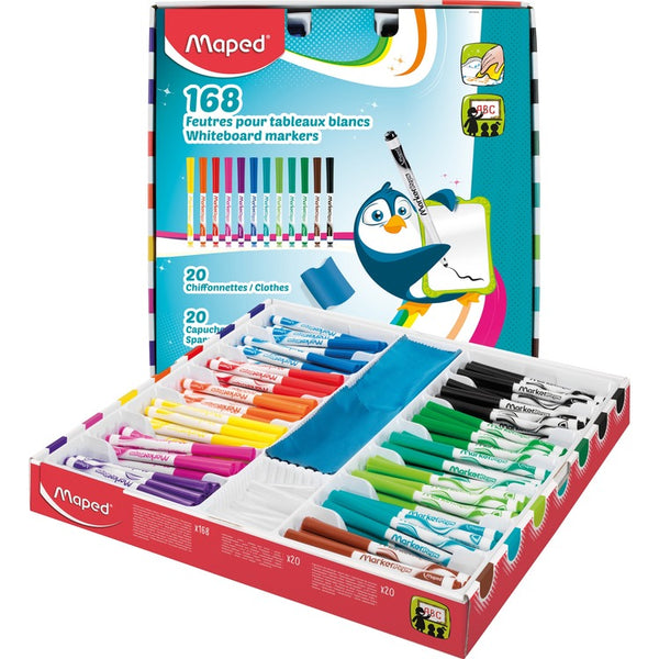 Helix Whiteboard Markers, Fine Marker Point, 1.4986 mm Marker Point Size, Bullet Marker Point Style, Assorted, 168/Box (HLX741804) Box of 168