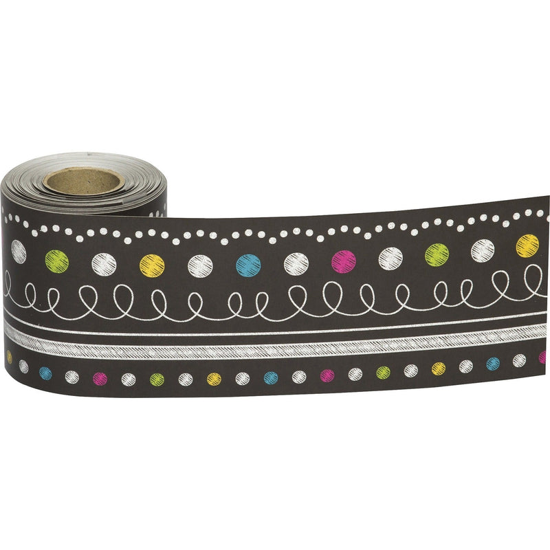 Teacher Created Resources Straight Rolled Border Trim, Chalkboard Brights, 3" x 600" Length, Multicolor, 1 Roll (TCR8947) 1 Roll