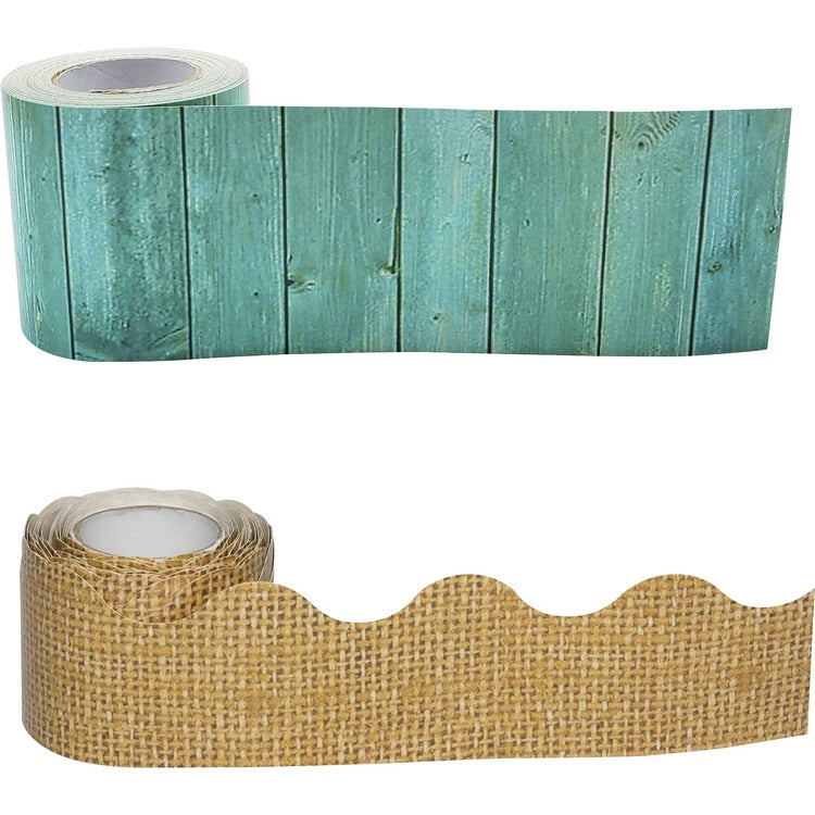Teacher Created Resources Border Trim, Shabby Chic, Burlap, 3"Wx50'L, Multi (TCR32300) 1 Set