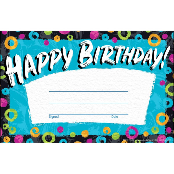 Trend Harmony Birthday Recognition Awards, "Happy Birthday", Multicolor, 30/Pack (TEP81090) Pack of 3