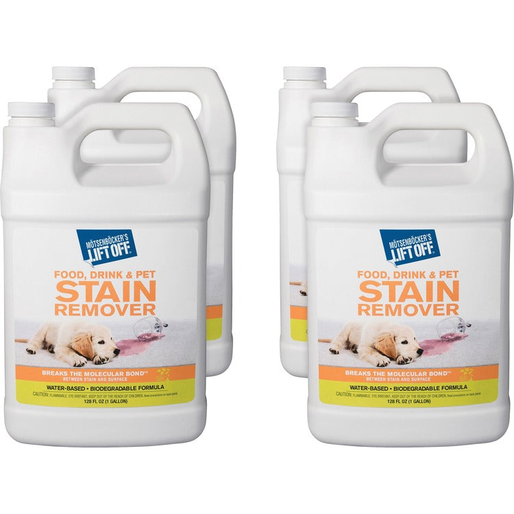 M÷tsenb÷cker's Lift Off Food/Drink/Pet Stain Remover, Liquid, 128 fl oz (4 quart), Bottle, 4/Carton, White (MOT40601CT) Case of 4