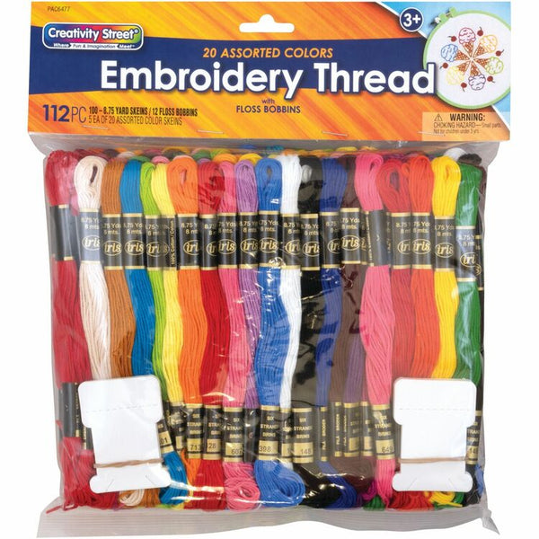 Creativity Street Embroidery Thread, 12 Floss Bobbins, 100/Pk, Assorted (PAC6477) Pack of 100