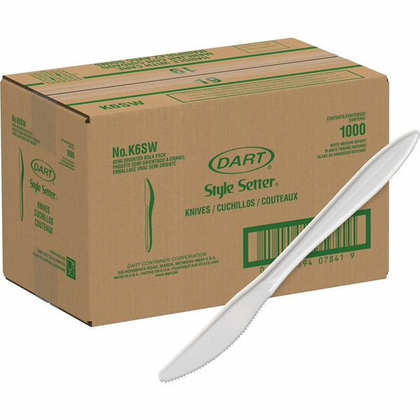 Solo Style Setter Medium Weight Cutlery, Full-Size, Knife, White, 1000/carton (SCCK6SW) Case of 1000