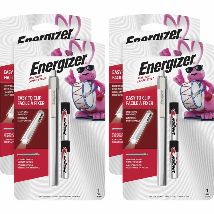 Energizer LED Pen Light, Bulb, 1 W, AAA, AluminumBody, Silver (EVEPLED23AEHCT) Case of 4
