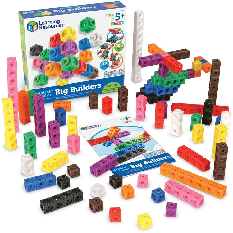 Learning Resources Big Builders, Cubes, 9"Wx2"Lx10-1/10"H, Multi (LRNLER9291) Each