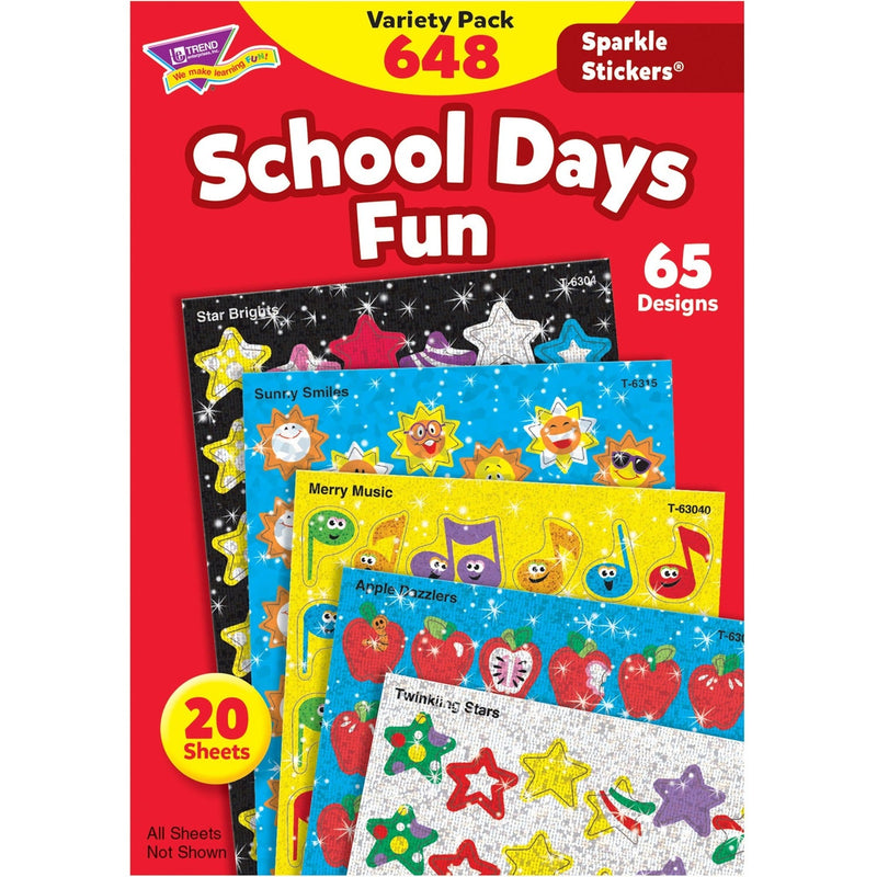 Trend Stickers, Sparklers, School Days, 65 Designs, 648/Pk (TEP63909) Pack of 648