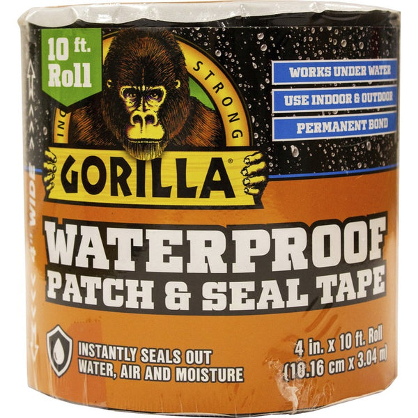 Gorilla Patch And Seal Tape, 4" x 10', Black (GOR4612502) Each