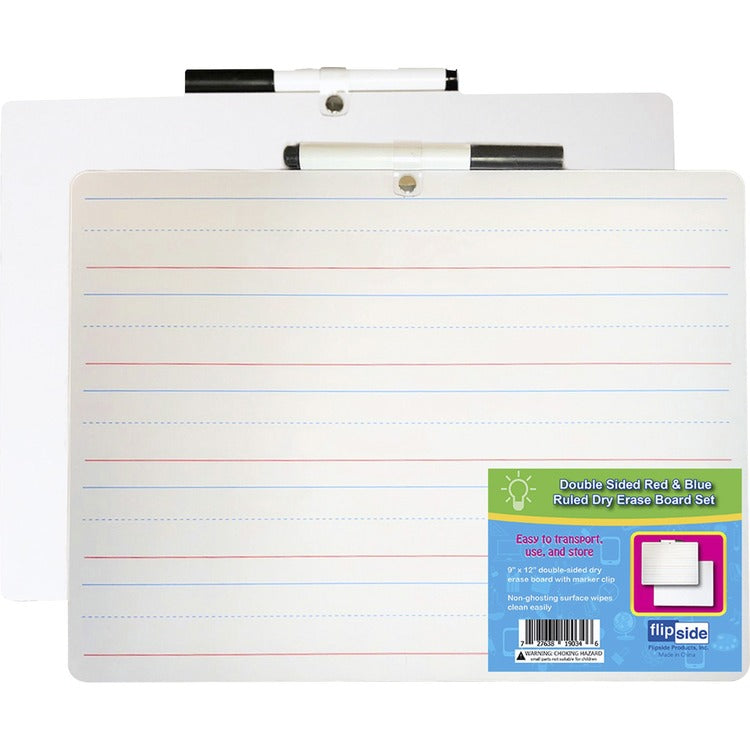 Flipside Dry-Erase Board, W/ Marker, 12"Wx1/10"Lx9"H, 12/Pk, White (FLP19134)