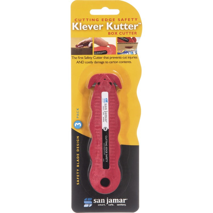 San Jamar Disposable Carton Opener, Stainless Steel Blade, Contoured Grip, Disposable, Dual Blade, Dishwasher Safe, Red, 0.2" Length, 72/Carton (SJMKK403CT) Case of 72