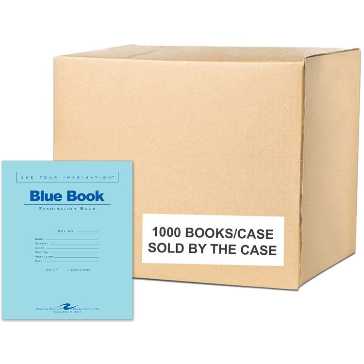 Roaring Spring Blue Examination Book, 8 1/2" x 7", 0.02" x 7" x 8.5", White Paper, 1000/Carton (ROA77510CS) Case of 1000