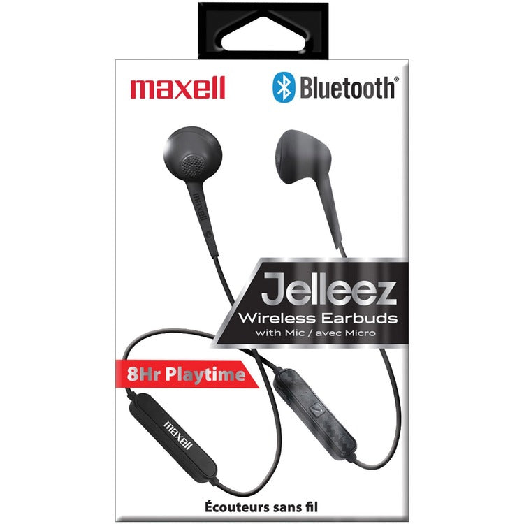 Maxell JELLEEZ WRLS BT EARBUD BLK 8HR PLAY MIC SOFT RUBBER FIT (MAX198018) Each