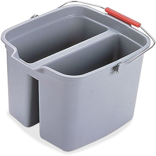 Rubbermaid Commercial Double Pail, 17 quart, Sturdy Handle, Plastic, Gray, 6/Carton (RCP261700GYCT) Case of 6