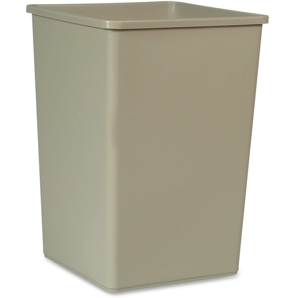 Rubbermaid Commercial Untouchable 35G Square Container, 35 gal Capacity, Square, Durable, Crack Resistant, Rugged, Compact, Plastic, Beige, 4/Carton