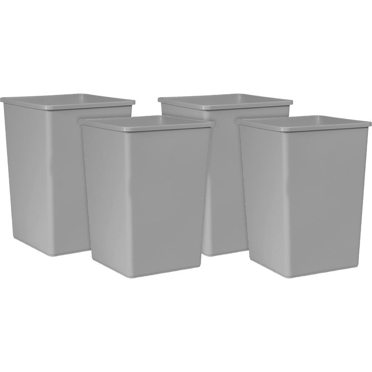 Rubbermaid Commercial Untouchable 35-gallon Container, 35 gal Capacity, Square, Crack Resistant, Durable, Linear Low-Density Polyethylene (LLDPE), Gray, 4/Carton (RCP3958GYCT)