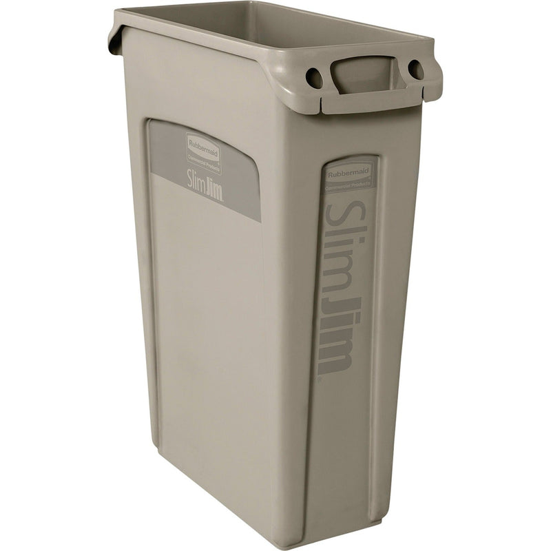 Rubbermaid Commercial Slim Jim Vented Container, 23 gal Capacity, Rectangular, Durable, Handle, 30", x 11" x 22" Depth, Beige, 4/Carton (RCP354060BGCT) Case of 4