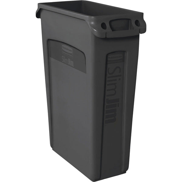 Rubbermaid Commercial Slim Jim Vented Container, 23 gal Capacity, Rectangular, Durable, 30", x 11" x 22" Depth, Black, 4/Carton (RCP354060BKCT) Case of 4