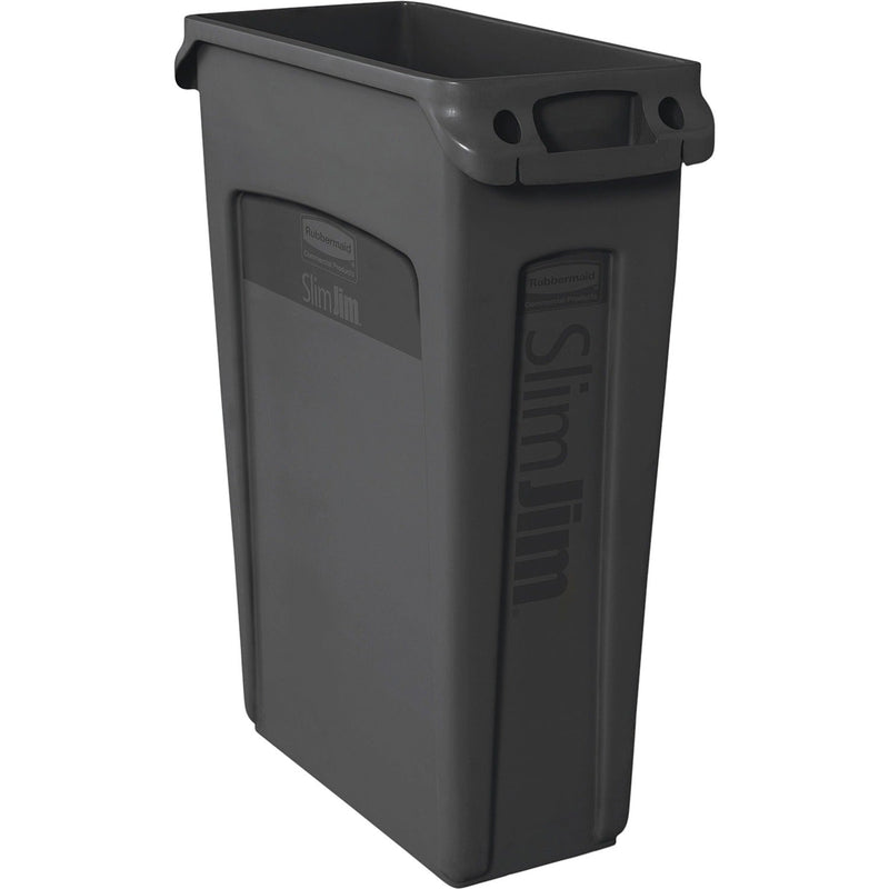 Rubbermaid Commercial Slim Jim Vented Container, 23 gal Capacity, Rectangular, Durable, 30", x 11" x 22" Depth, Black, 4/Carton (RCP354060BKCT) Case of 4