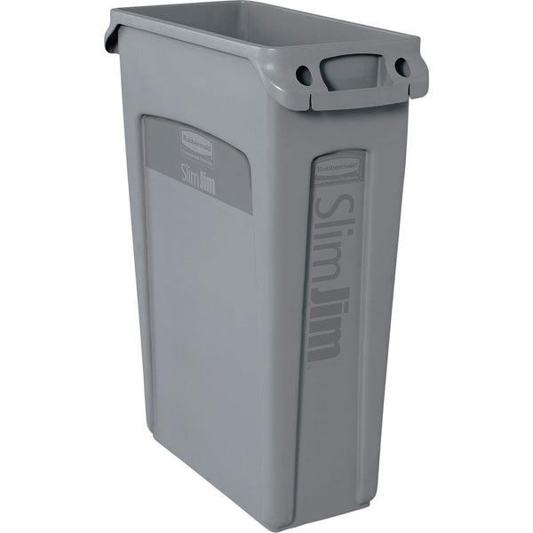 Rubbermaid Commercial Slim Jim Vented Container, 23 gal Capacity, Rectangular, Durable, Handle, 30", x 11" x 22" Depth, Gray, 4/Carton (RCP354060GYCT) Case of 4